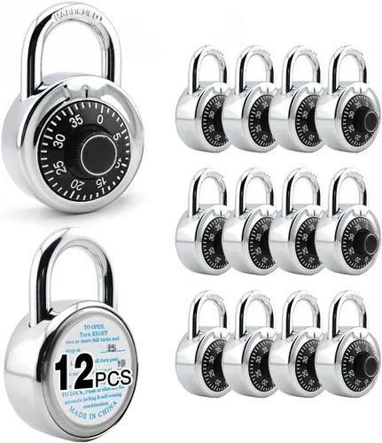 Miniatura 9 de ZonRo Candado de combinación de cerraduras, candado de combinación de esfera fija, paquete de 1, 2 pulgadas de ancho, tocadiscos negros, cerradura