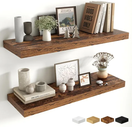 Miniatura 91 de Estantes flotantes de 48 pulgadas para pared, estante de chimenea de 10 pulgadas de profundidad, estantes flotantes de madera para pared, estantes