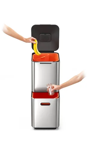 Miniatura 3 de Joseph Joseph Totem Compact - Contenedor de cocina para separación y reciclaje de residuos de 10.5 galones (40 litros) con filtro de olores y Acero