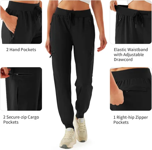 Miniatura 3 de Pantalones deportivos tipo cargo para mujer ligeros de secado rápido para senderismo para exteriores casuales atléticos con bolsillos con cremallera
