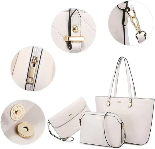 Miniatura 6 de Juego de 3 bolsas de mano para mujeres bolsa tote para llevar colgada del hombro, bolso satchel y bolso hobo