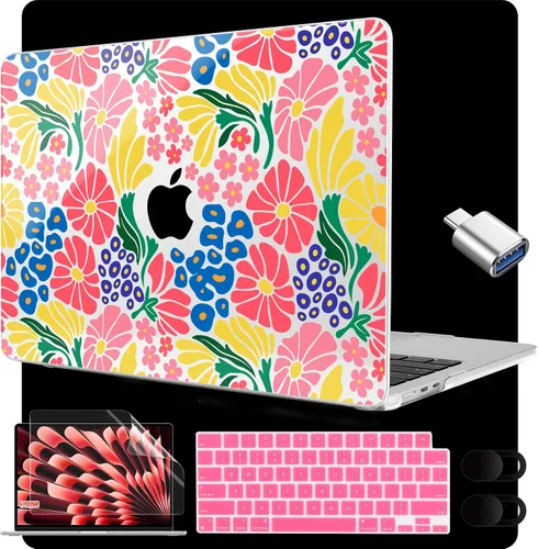 Miniatura 29 de MEEgoodo Funda para MacBook Air M5/M4/M3/M2 de 15 pulgadas 2026 2025 2024 2023, funda compatible con el modelo (A3448/A3241/A3114/A2941)