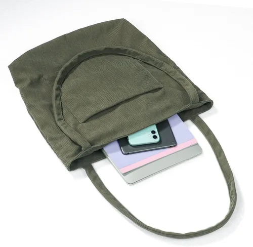 Miniatura 3 de WantGor Bolso de mano de pana para mujer, bolso de hombro grande, bolso casual de gran capacidad para compras, trabajo