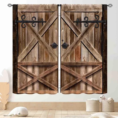 Miniatura 8 de Cortinas de puerta de granero, cortinas de madera rústica de granja, cabina de madera, tablón de madera, puerta de garaje de madera de granero