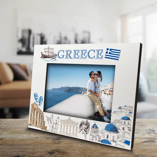 Miniatura 2 de ELLA BUSTA - Marco de fotos Grecia para boda, compromiso, luna de miel, vacaciones en Grecia, símbolos de diseño con impresión UV