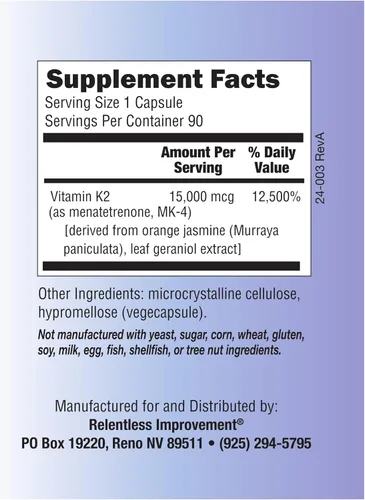 Miniatura 3 de Vitamina K2 Mk4 Vegana Derivada Naturalmente 90 cápsulas veganas