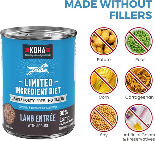 Miniatura 4 de KOHA Dieta de Ingredientes Limitados Entrée de Cordero para Perros - Comida Húmeda para Perros Sin Granos y Sin Rellenos - Comida Enlatada