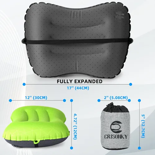 Miniatura 3 de Almohada de camping Crisonky - Almohada inflable - Almohada de viaje para mochileros y avión, soporte lumbar 2.0, almohada inflable, ultraligera
