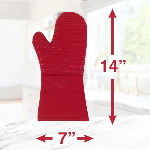 Miniatura 3 de All Clad Manopla de Horno de Silicona: Resistente al Calor hasta 500 Grados - 100% Algodón y Silicona, Manopla de Horno de 14"x7" para Cocina y Chili