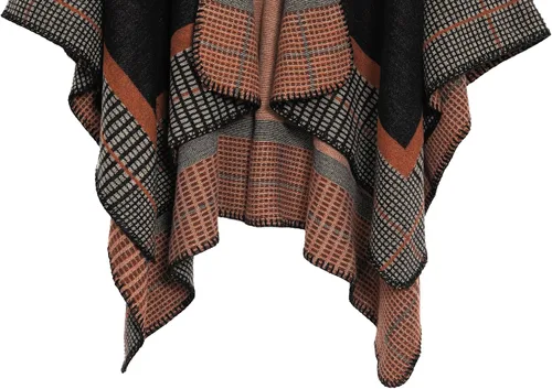 Miniatura 204 de Urban CoCo Poncho de colores para mujer, chal con frente abierto, color en bloques