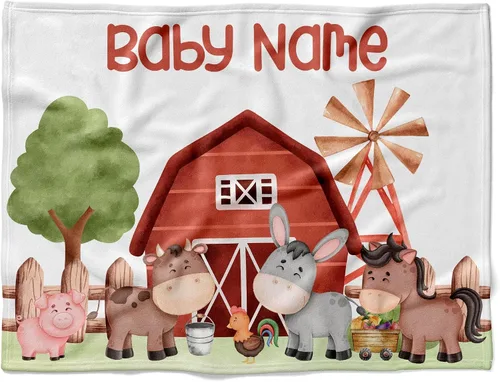 Miniatura 31 de Manta de bebé de granja personalizada, manta de bebé de animales de granja, manta de bebé floral, mantas florales para bebé, manta de bebé con Manta