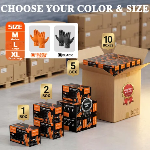 Miniatura 6 de ANBOSON Guantes de nitrilo desechables de 10 mil de goma negra resistente a los productos químicos, guantes de mecánico resistentes, sin látex