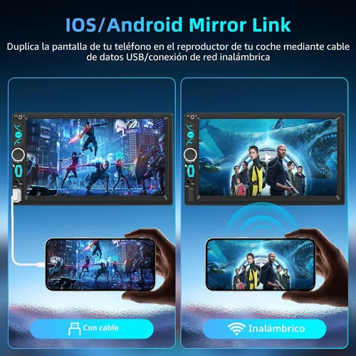 Miniatura 3 de 7 "con cable doble DIN coche estéreo Carplay Radio pantalla para receptores de audio de coche, Bluetooth Car Play Android Auto Touchscreen, FM