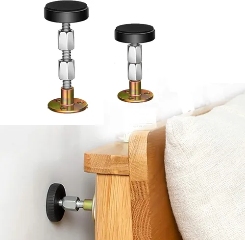 Miniatura 10 de Krisler Topes de cabecera para pared, marco de cama de hierro ajustable, herramienta antivibración, fácil instalación, protección de pared