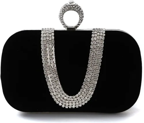Bolso de noche de terciopelo para mujer, bolso de mano con diamantes de imitación brillantes, bolso de novia para boda, encantador bolso brillante