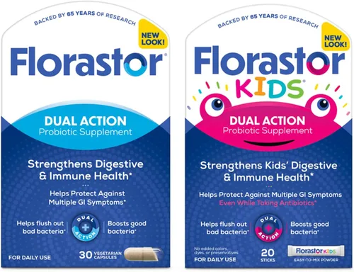 Florastor Paquete de probióticos familiares – 30 unidades de probióticos para la salud digestiva + inmune y 20 unidades de probióticos diarios para