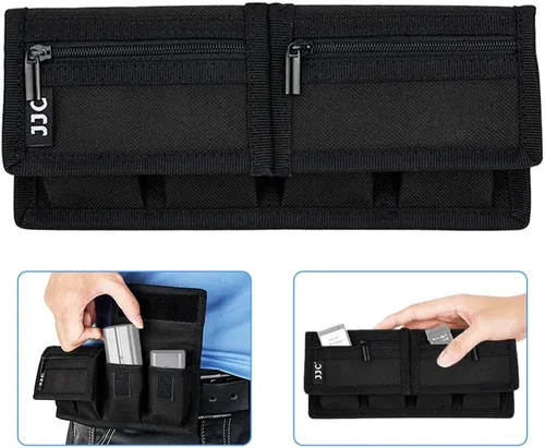 Miniatura 9 de Funda para batería DSLR y tarjeta de memoria (3 bolsillos) – Estuche de almacenamiento para tarjeta SD CF XQD para baterías AA, LP-E6, LP-E10