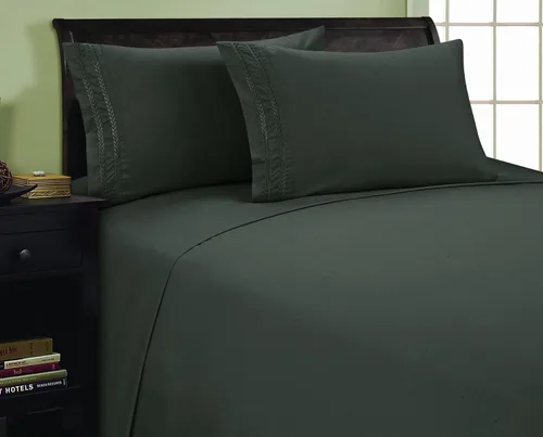 Miniatura 11 de Elegant Comfort 1800 Premier Chain Design - Juego de sábanas de 4 piezas, lujoso, sedoso, suave, resistente a las arrugas y a la decoloración