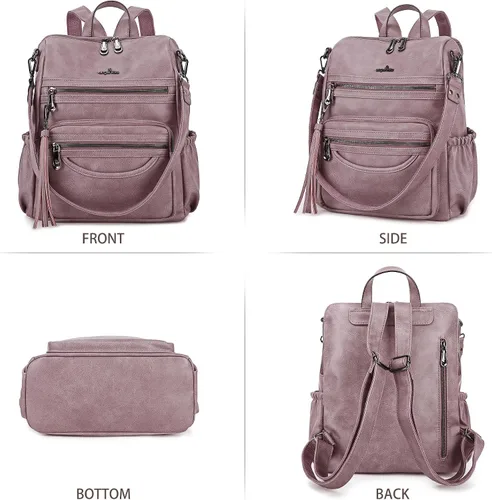 Miniatura 71 de Bolsos mochila monedero de piel sintética para mujer, bolsas con zíper, mochilas de hombro casuales