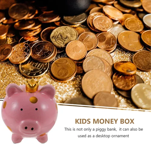 Miniatura 4 de Alcancía de cerámica con diseño de cerdo para adultos, hucha para adultos, hucha para abrir monedas, de cerámica, para niños y niñas, color rosa