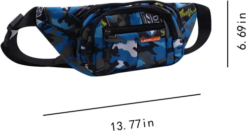 Miniatura 2 de AIBEARTY Riñonera para niños pequeños, de camuflaje, con correa ajustable, para deportes, correr, campamento, viajes, B-AZUL