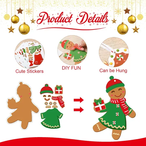 Miniatura 3 de Funrous Kit de Manualidades de Hombres de Pan de Jengibre de Navidad de 48 Piezas Haz Tu Propio Hombre de Pan de Jengibre Adornos Colgantes