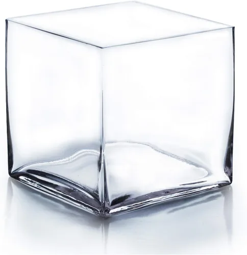 Miniatura 20 de WGV - Jarrón de cristal en forma de cubo a granel, portavelas, 3 x 3 x 3 pulgadas, contenedor transparente elegante con decoración floral