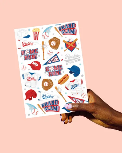 Miniatura 5 de xo, Fetti Tatuajes temporales de béisbol – 56 estilos de aluminio Fiesta de cumpleaños de béisbol, deportes para niños y niñas, suministros