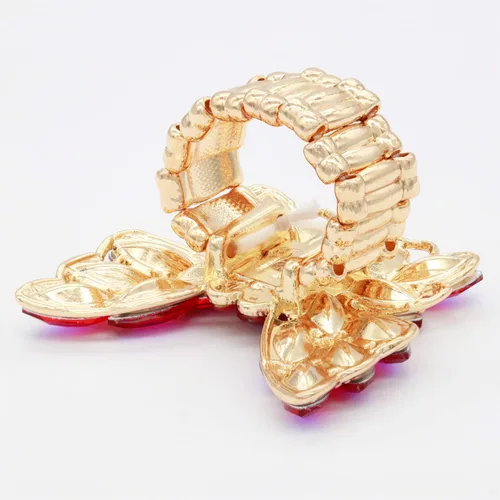 Miniatura 5 de Lavencious Anillo elástico de mariposa con encanto de cristal para mujer, tamaño libre para 7-9