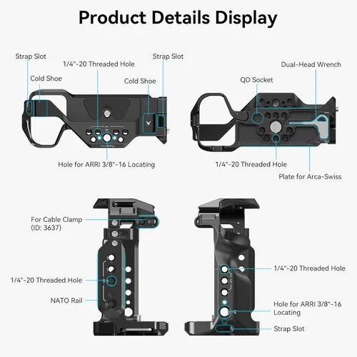 Miniatura 4 de SmallRig Soporte estabilizador para cámara Sony A7RIII / A7III / A7M3 (ILCE-7RM3 / A7R Mark III), con montaje en zapata, riel NATO incorporado