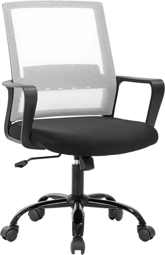 Miniatura 12 de BestOffice Silla giratoria para computadora, soporte lumbar ejecutivo, silla de malla, taburete ajustable para mujeres y hombres (negro)