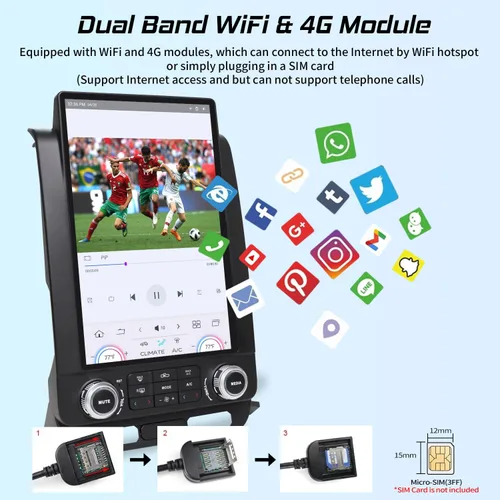 Miniatura 6 de Radio de coche Cidava de 13 pulgadas para F150 2015-2020 y 2017-2022 F250/F350/F450 T-Style Car Stereo Head Unit Replacement with Wireless