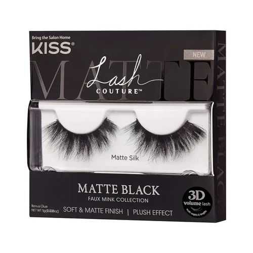 Miniatura 3 de Kiss Lash Couture - Pestañas postizas de imitación de visón negro mate, 0.551 pulgadas, volumen 3D, acabado suave y mate, efecto felpa, fácil
