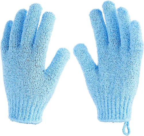 Miniatura 9 de 4 pares de guante exfoliante; exfoliante para cuerpo para Ducha y baño, guantes de esponja de lufa limpiadores en 4 colores variados para hombres