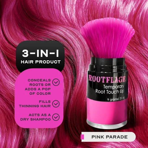 Miniatura 2 de Rootflage Tinte temporal para el cabello de color rosa, champú en polvo de color rosa, funciona en cabello oscuro (01 Pink Parade) 0.31 onzas 01