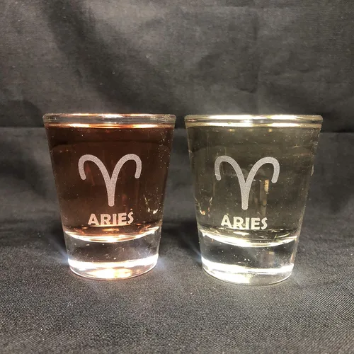 Miniatura 12 de Juego de 2 vasos de chupito de signos del zodiaco Aries Leo Cáncer Piscis Escorpio Tauro Sagitario Géminis Virgo Libra Capricornio Acuario (AQUARIUS)