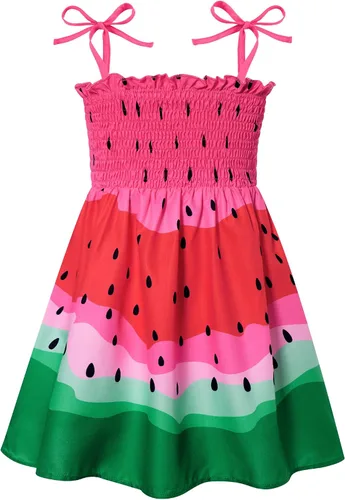 Miniatura 22 de Vieille Vestido de verano para niñas pequeñas, vestido de verano con tirantes delgados, vestido de princesa estampado floral, vestido casual