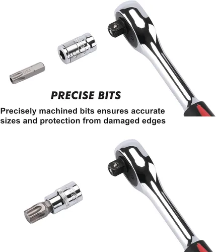 Miniatura 8 de CASOMAN 34 piezas de 3/8 pulgadas Torx Bit Socket y E-Torx (estrella) Juego de zócalos de acero CR-V y S2, E4-E20, T10-T60, a prueba