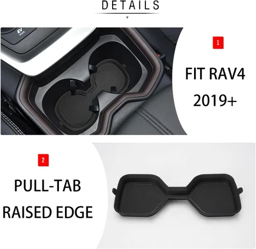 Miniatura 9 de Auovo Insertos de portavasos 3D para Toyota RAV4, accesorios 2025 2024 2023 2022 2021 2020 2019 de silicona para consola central portavasos