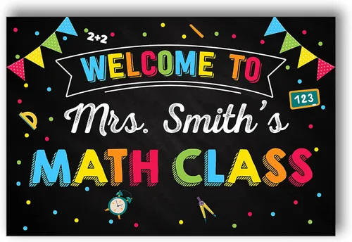 Anna Flora Cartel de bienvenida a la clase de matemáticas, decoración personalizada para profesores para aula, impresiones escolares, letrero de