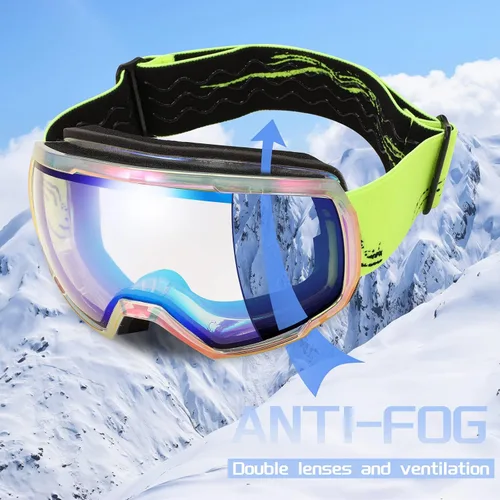 Miniatura 4 de FEISEDY Ski Goggles, OTG Snow Sport Goggles for Adult Youth, Anti-Fog UV400 Protection Bendable Dual-Lenses B2961