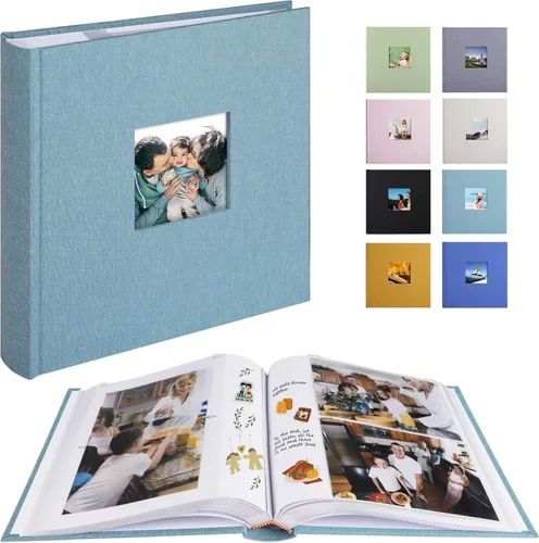 Miniatura 10 de 1DOT2 Álbum de fotos con espacio de escritura, 50 páginas, fotos de 4 x 6 pulgadas, capacidad para 200 o 5 x 7 pulgadas, tapa de lino, álbumes
