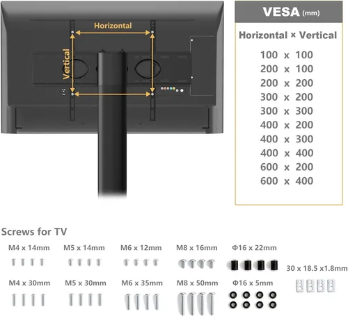Miniatura 6 de TAVR Furniture Soporte giratorio para TV de suelo con mesa para televisores de 32 a 70 pulgadas, soporte de suelo universal de altura ajustable