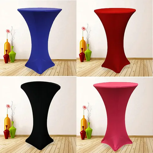 Miniatura 4 de Paquete de 2 manteles de cóctel de elastano de 24 x 43 pulgadas, redondos, ajustables, para bodas, banquetes, eventos, fiestas