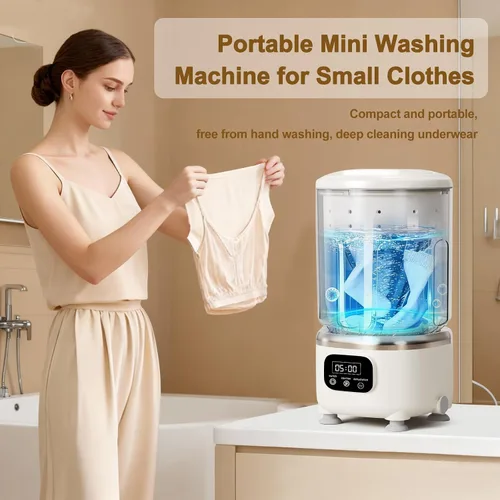 Miniatura 6 de Lavadora de ropa interior, combo de lavadora y secadora portátil, mini lavado recargable, sin cable, limpieza profunda, ropa pequeña