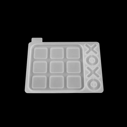 Miniatura 3 de Molde de silicona para juego de ajedrez Tic-Tac-Toe OX, molde de tablero de ajedrez 3D, molde de espejo de resina epoxi para bricolaje, molde