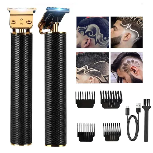 Cortadora de pelo profesional, cortadora de pelo con hoja en T sin huecos para hombres, recortadora inalámbrica recargable para corte de pelo,