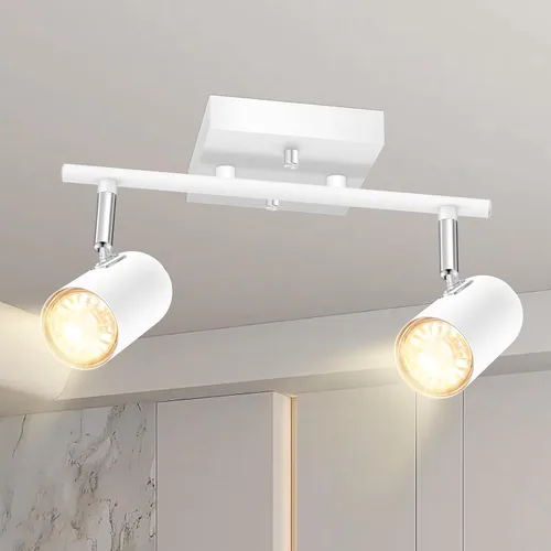 BoostArea Kit de iluminación de pista de 2 luces, iluminación de pista LED con zócalo GU10, cabezales de luz flexiblemente giratorios, modernas
