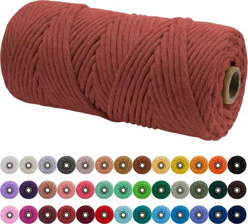 Miniatura 59 de JeogYong Cordón de macramé de un solo hilo 2mm x 164 yardas (492 pies) Cuerda de algodón suave, hilo de macramé 2 mm, suministros de macramé