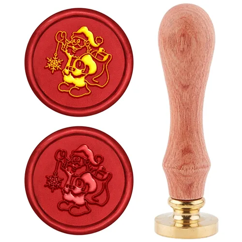 CRASPIRE Sello de cera de Navidad, sello de cera de copo de nieve de Papá Noel, sello de cera de sellado de madera retro, 0.98 pulgadas, cabeza de
